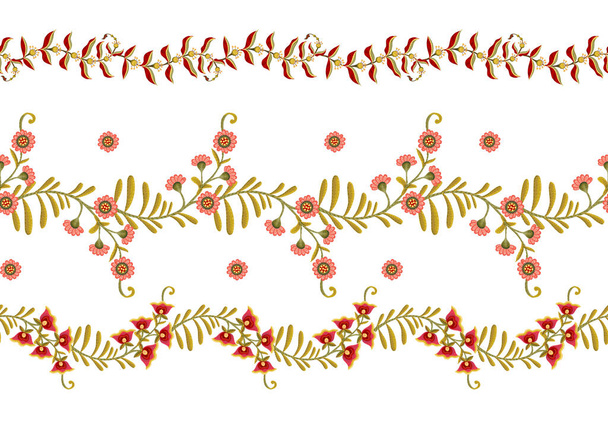 Fantasy flowers in retro, vintage, jacobean embroidery style. Paisley seamless pattern, background. Vector illustration. - Vetor, Imagem