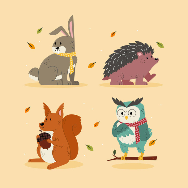 Herbst Tiere Sammlung Vector Illustration - Vektor, Bild