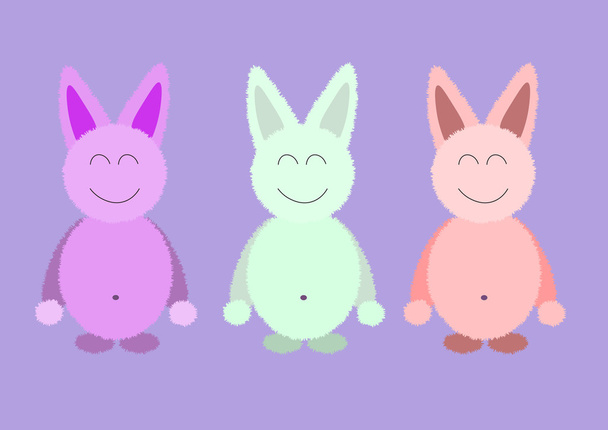 sevimli tavşan tatlı renk kümesi - Vektör, Görsel