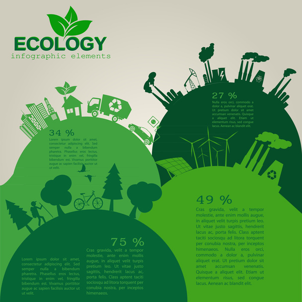 Environment, ecology infographic elements. Environmental risks,  - Вектор,изображение