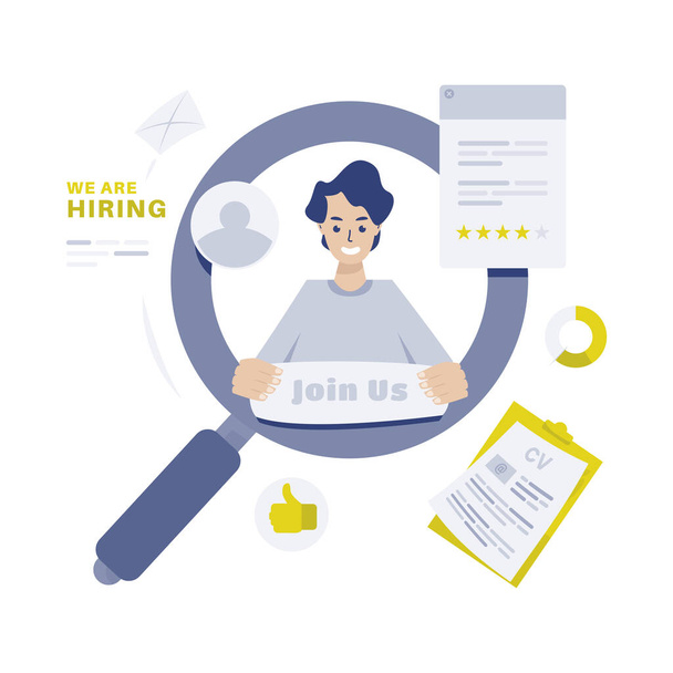 Emprego recrutamento busca candidato ilustração - Vetor, Imagem