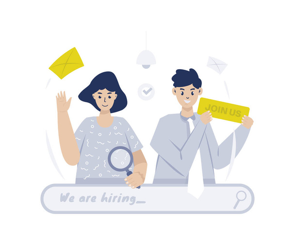 Bienvenida búsqueda de empleo carrera contratación abierta ilustración - Vector, imagen