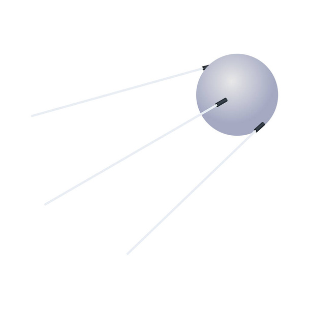 First artificial satellite isometric icon on white background 3d vector illustration - Vector, Image