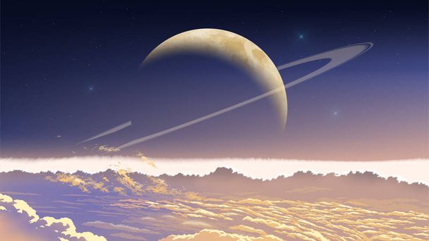 σύννεφο τοπίο με φόντο το μεγάλο φεγγάρι - Διάνυσμα, εικόνα