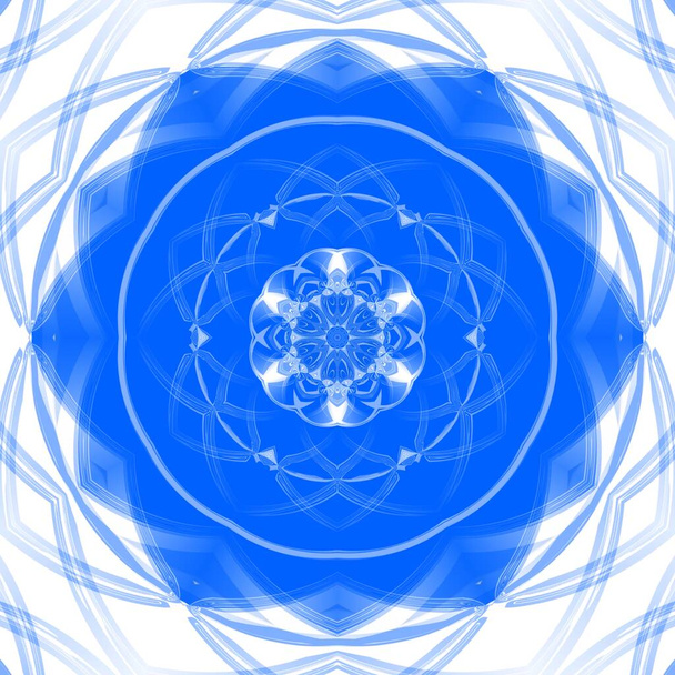 fantasia floreale blu disegno caleidoscopico esagonale - Foto, immagini