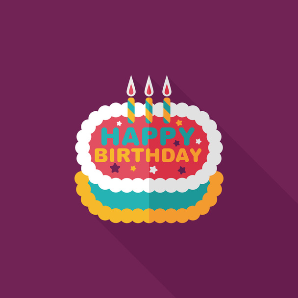 birthday cake flat icon with long shadow,eps10 - Вектор,изображение
