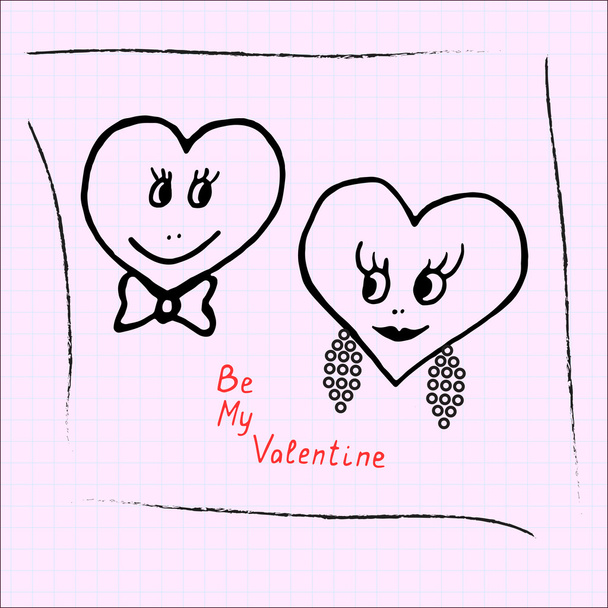 Ręcznie rysowane serca na Walentynki. Wektor - Wektor, obraz