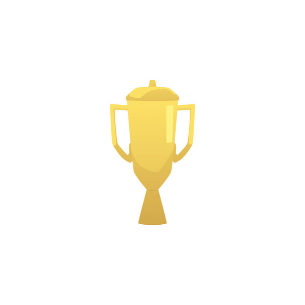 Winner golden first place trophy cup icon, flat vector illustration isolated on white background. Golden trophy for victory in business or sports event. - Vektor, kép