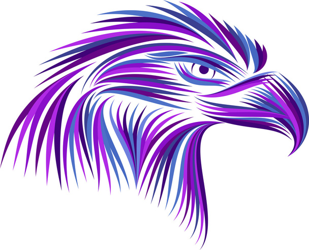 Colored head eagle on white background - Vector, Image
