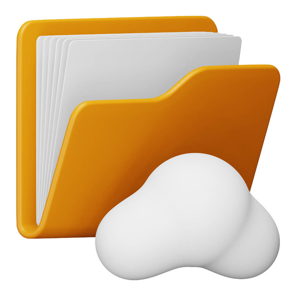 Cloud folder 3d rendering isometric icon. - Vector, Image