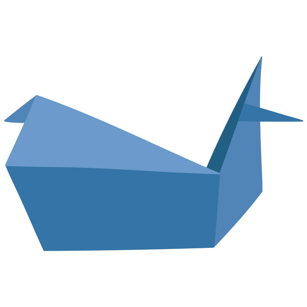 Origami baleine en papier, poisson animal aquatique, papier plié triangulaire vecteur de style rusé - Vecteur, image