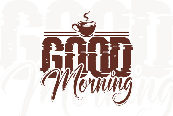 Guten Morgen Kaffee Winter T-Shirt Design - Vektor, Bild