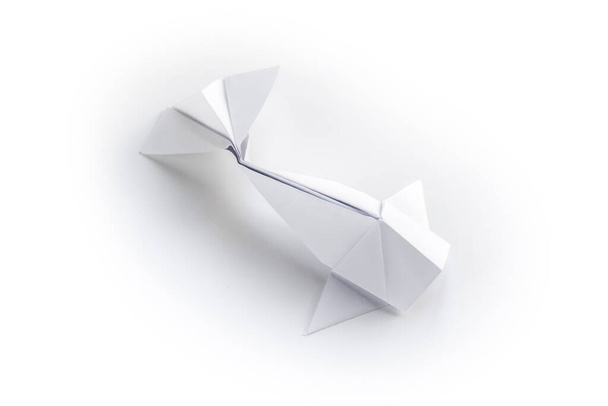 Paper fish origami isolated on a blank white background - Zdjęcie, obraz