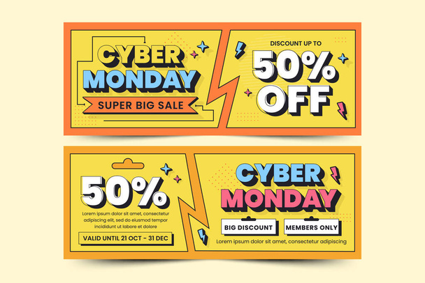 Cyber Monday cover banner design template easy to customize simple and elegant design - Vector, Image