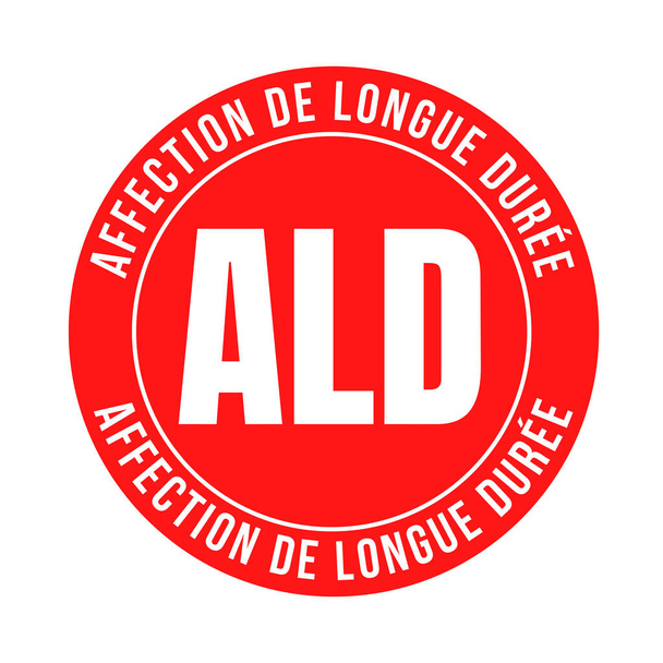 Symbol ALD dla długoterminowych warunków we Francji zwany affection de longue duree w języku francuskim - Zdjęcie, obraz