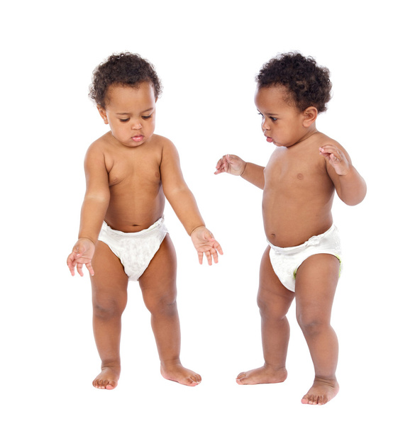 Identyczne dzieci bliźniaki w pieluchy - Zdjęcie, obraz