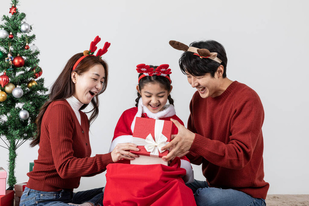 happy Asian Korean family in Christmas concept - Photo, Image