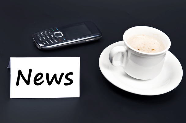 News message on desk with coffee - Foto, imagen