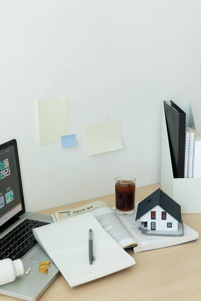 studying at home, study desk setup, real estate agent license test - Photo, image