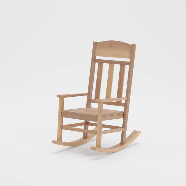 rendu 3D d'un fauteuil à bascule en bois. - Photo, image
