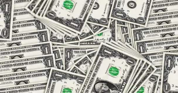 Dollar bankbiljetten in een cashfan mozaïek patroon lus. USA One USD-biljetten. Abstract concept van bank, financiën, economie naadloze en lussen decoratieve design achtergrond. - Video