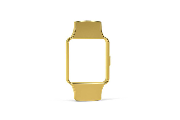 Golden 3d smart watch icon isolated on white background - 3D render - Photo, Image