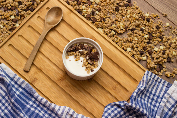 Healthy homemade chocolate muesli in a bowl - Photo, Image