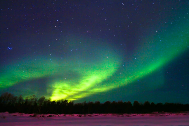 Noorderlicht (aurora borealis) weergeven in de buurt van Kaamanen, Finland - Foto, afbeelding