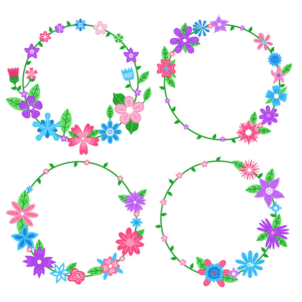 Floral wreaths set Vector illustration - Vektor, Bild