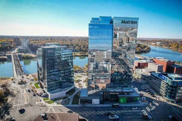 Αεροφωτογραφία της συνοικίας στο κέντρο του Saskatoon, Saskatchewan, Καναδάς - Φωτογραφία, εικόνα