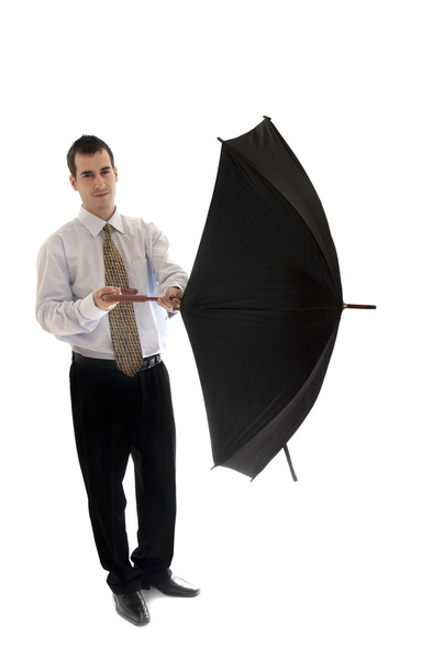 Business man with umbrella - Foto, immagini