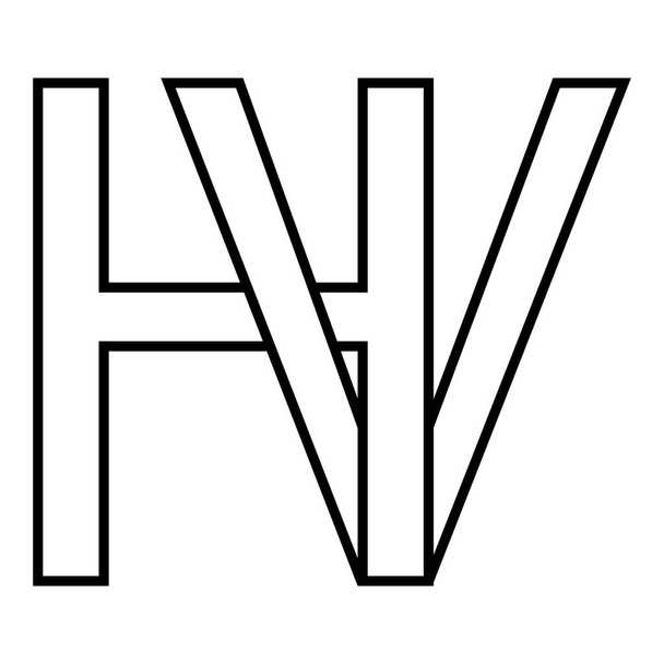Logo işareti hv vh simge nft birbirine karışmış harfler v h h - Vektör, Görsel