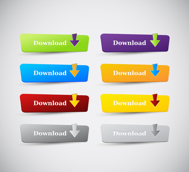 Website colorful download buttons set vector illustration - Vektor, kép