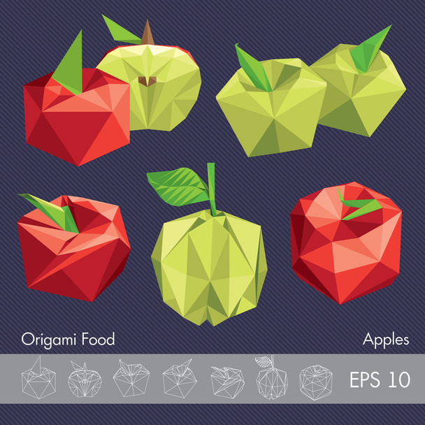 Origami apples set - Vector, Image