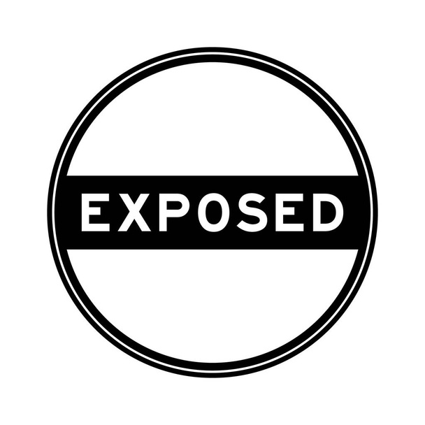Etiqueta engomada de sello redondo de color negro en palabra expuesta sobre fondo blanco - Vector, imagen
