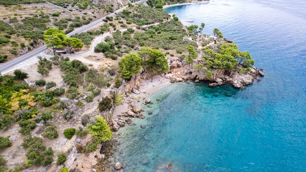 Beautiful beach near Podgora town, Dalmatia, Croatia. Makarska riviera, famous landmark and travel touristic destination in Europe - Фото, зображення