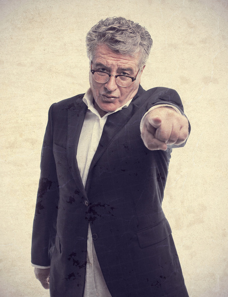 Senior cool man angry boss pointing - Foto, Bild