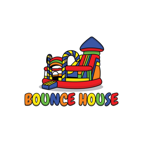 A fun and fun inflatable bounce house logo perfect for a bounce house rental business. It can attract both kids and adult customers with its colorful design - Vetor, Imagem