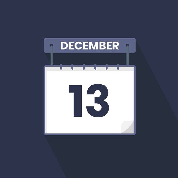 Icono del calendario 13 de diciembre. Diciembre 13 calendario Fecha Mes icono vector ilustrador - Vector, Imagen