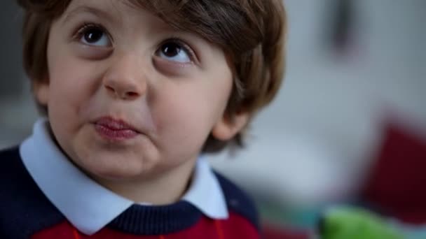 Egy kisfiú Ó, semmi reakció. Undorodó kisgyerek, aki elfedi a hitetlenkedő arcát. - Felvétel, videó