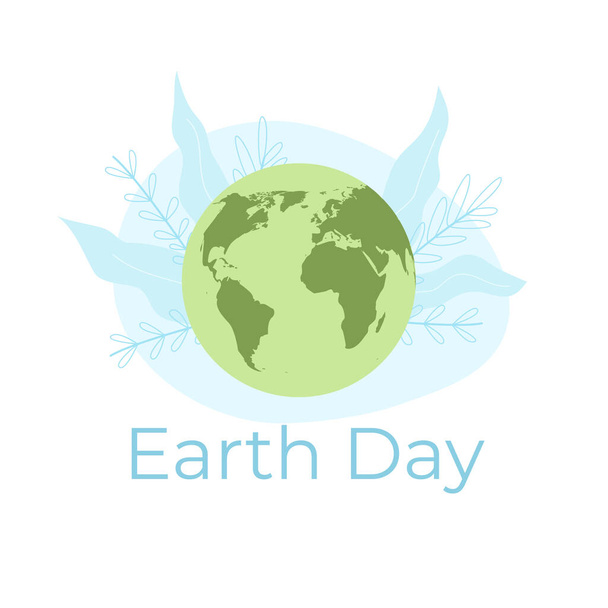 Planet earth with floral background. Earth day celebration. Flat vector illustration. - Vector, Image