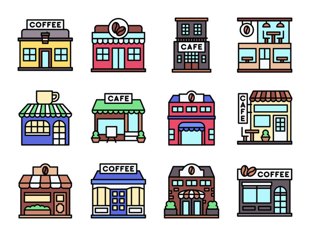Coffee shop and cafe filled icon set, vector illustration - Vector, Image