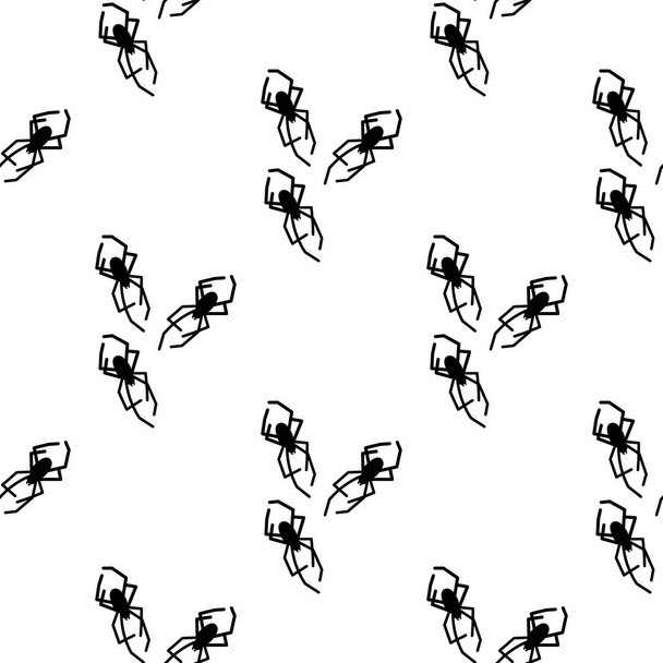 Spider vector naadloos patroon op een witte achtergrond. Insectenpatroon print op textiel, papier, inpakpapier thema - Vector, afbeelding