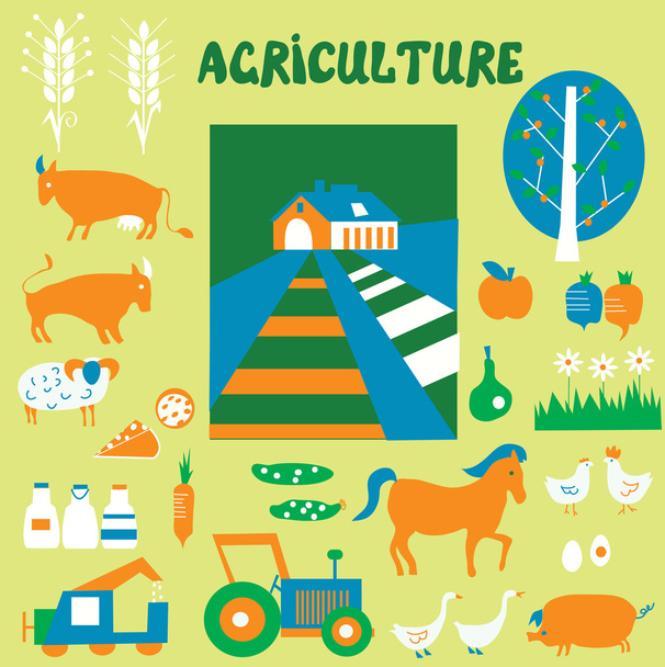 Agriclulture icons and pictures set - Vector, Image