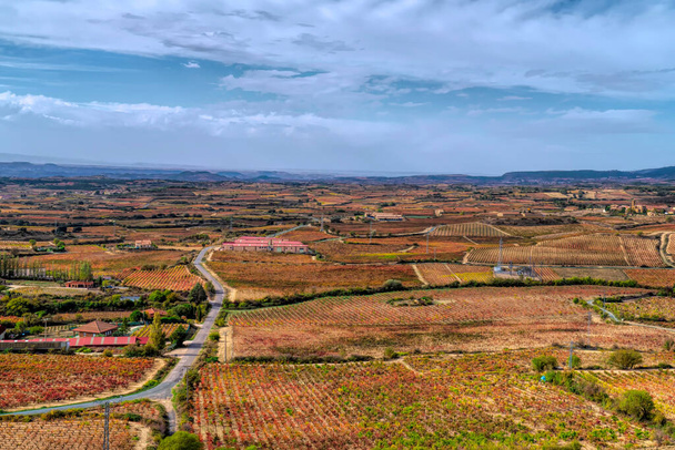 Θέα από την κορυφή του λόφου Laguardia χωριό Alava Rioja περιοχή Ισπανία της υπαίθρου - Φωτογραφία, εικόνα