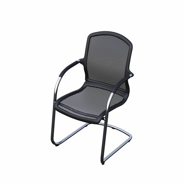 zijaanzicht van fauteuil geïsoleerd op witte achtergrond. 3d illustratie - Foto, afbeelding