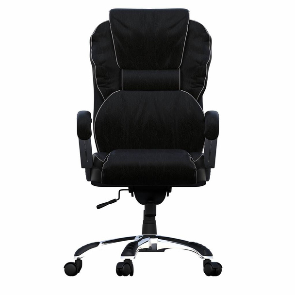 白い背景に隔離された肘掛け椅子の正面図。3Dイラスト - 写真・画像