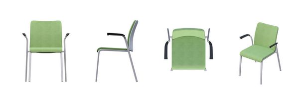 白い背景に隔離された椅子のセット、 3Dアイソメトリックプロジェクション - 写真・画像