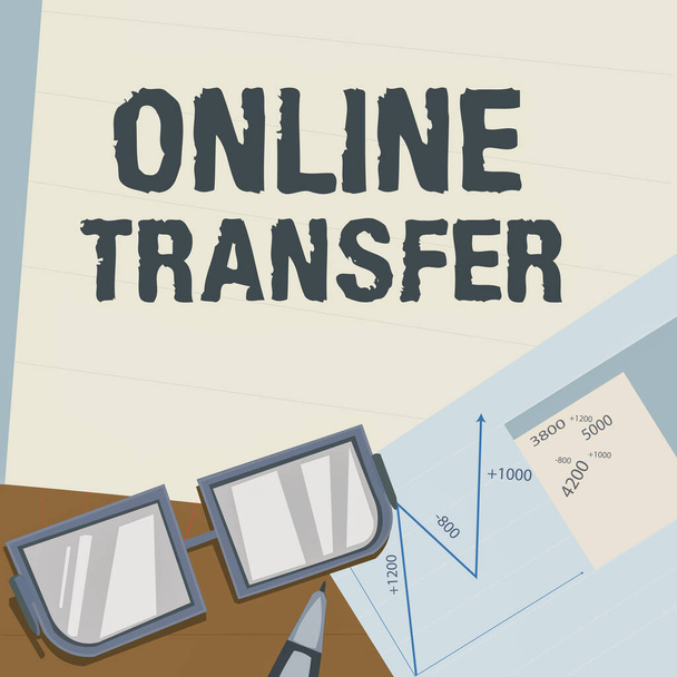 Conceptual caption Transferencia en línea, idea de negocio autoriza una transferencia de fondos sobre una transferencia electrónica de fondos - Foto, imagen