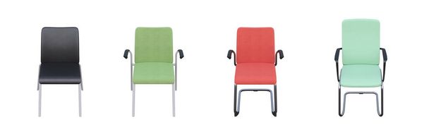 set of chairs isolated on white background, front view - Photo, Image